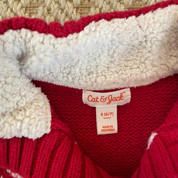 Boys Red Cat & Jack Holiday Sweater Sz S (6/7) - Picture 4 of 4